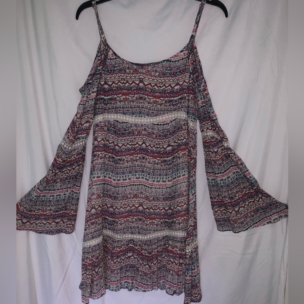 Xs off the shoulder flared sleeve dress